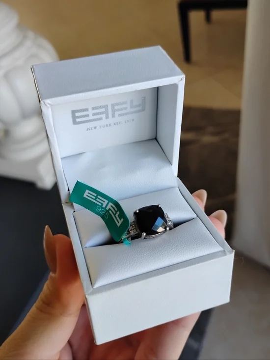 925 Sterling Silver Onyx and Diamond Accented Ring, 4.96 TCWWEB ID: 8227 💍✨ - Picture 7 of 7